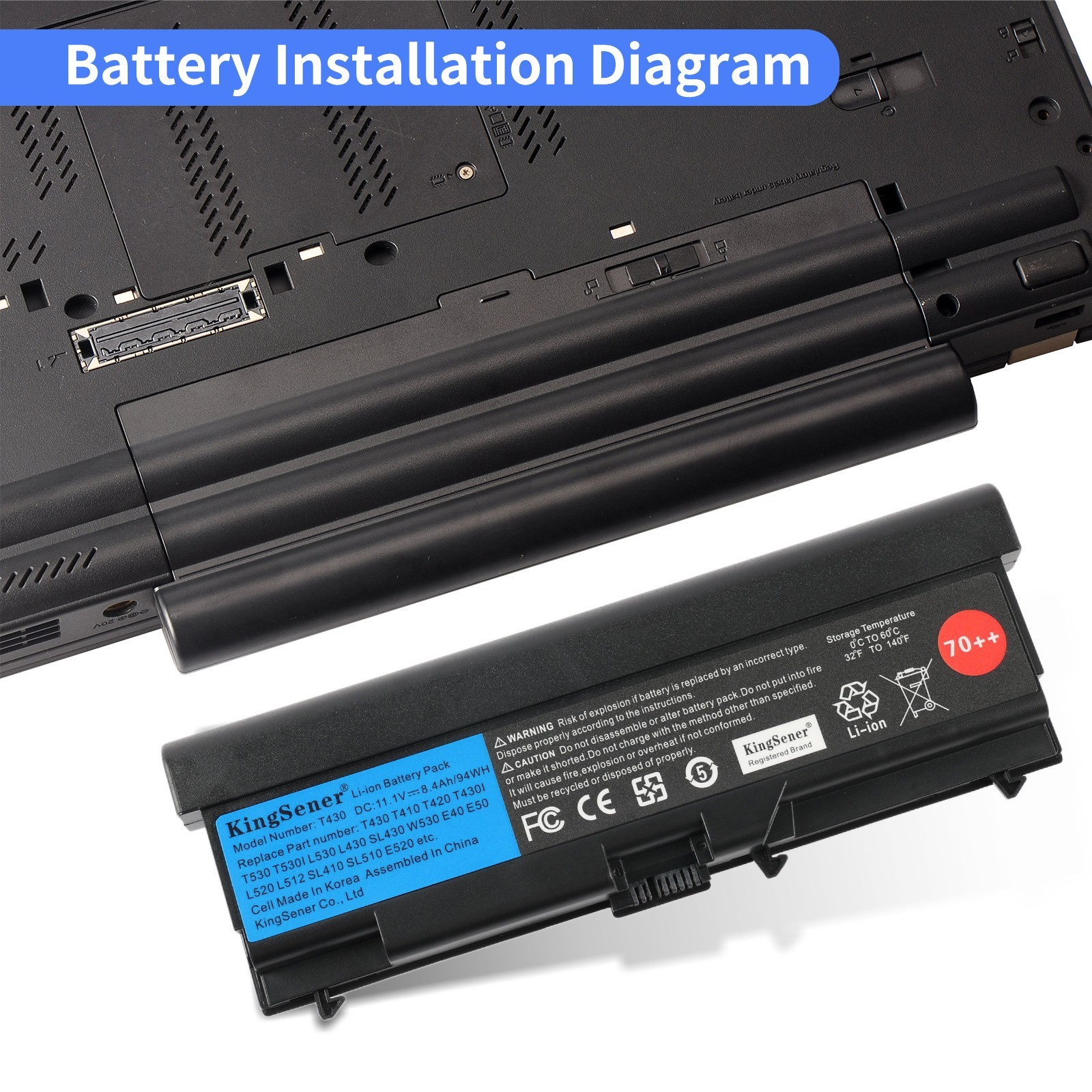 94WH 9Cell T430 Battery For Lenovo ThinkPad T530 L530 L430 W520 45N1005 45N1004