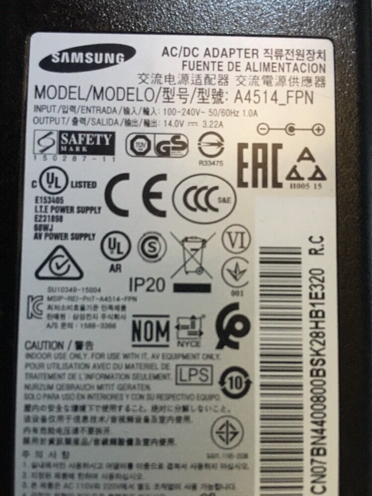 👀🔥ORIGINAL SAMSUNG U28E590D 45W 14V 3.2A AC DC POWER ADAPTER SUPPLY A4514_DSM