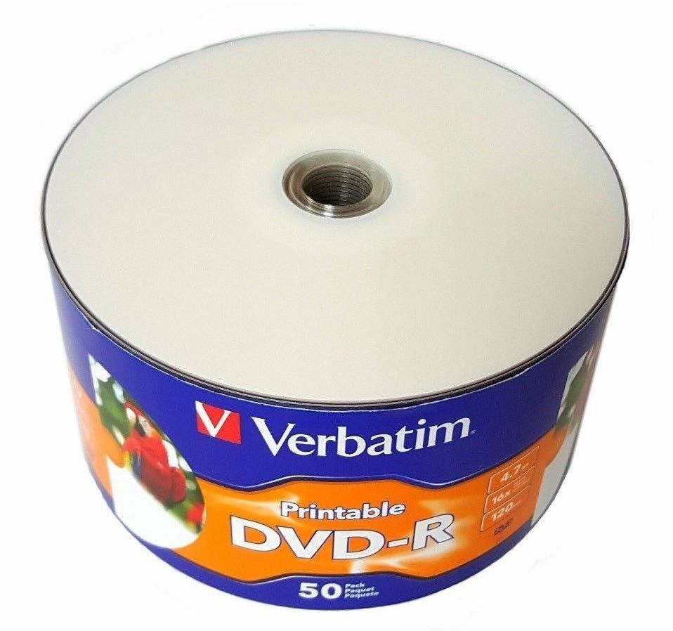 1000 VERBATIM Blank 16X DVD-R DVDR White Inkjet Hub Printable 4.7GB Media Disc