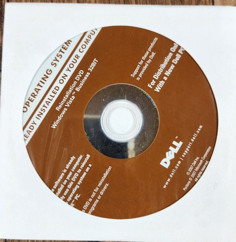 NEW OEM Dell Windows Vista Business Reinstallation DVD 32 bit Operating System