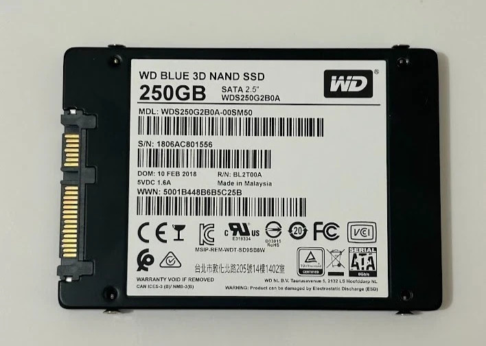 Western Digital 2.5-7mm WD BLUE 3D NAND 250GB SATA III 6Gbps SSD WDS250G2BOA