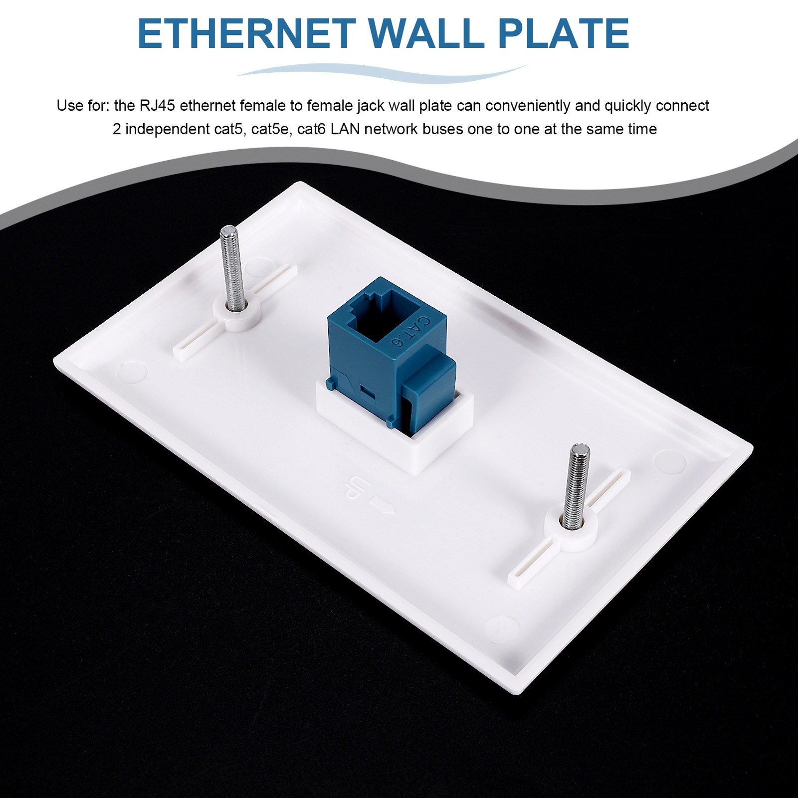 2-Pack 1 Port Ethernet Wall Plate, RJ45 Cat6 Female to Female Jack Inline5426