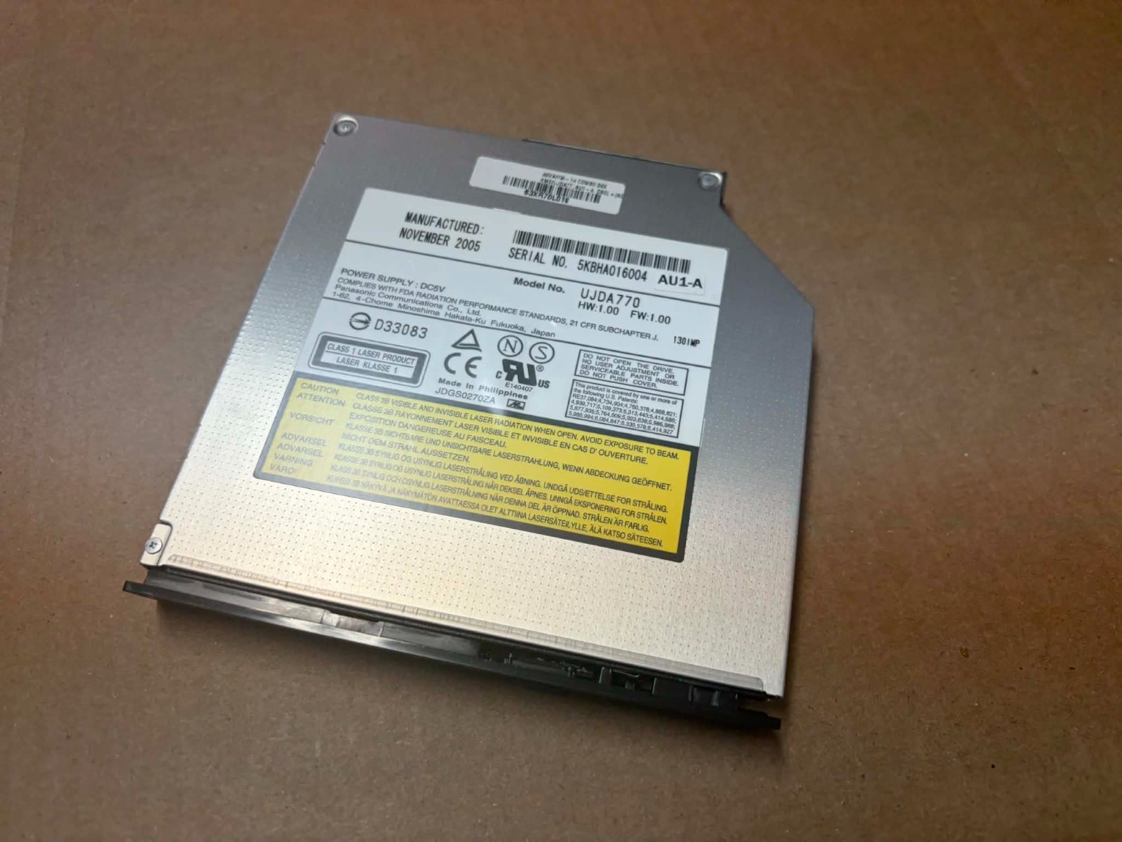 UJDA770 Panasonic Laptop DVD-ROM CD-RW Combo Drive IDE PATA 9.5mm Tested Working
