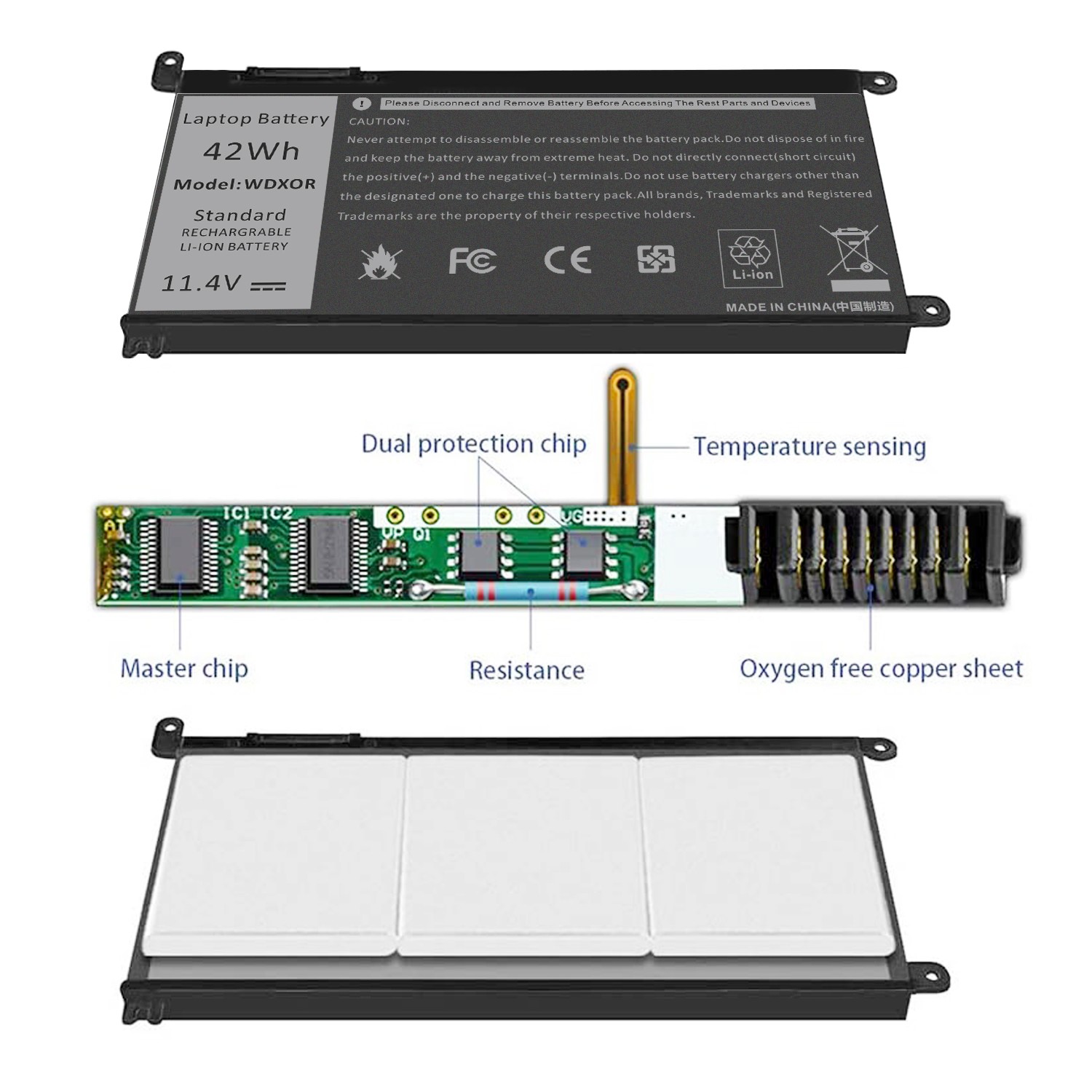 42WH WDXOR Battery Replace for Dell Inspiron 13 7378 13 5000 5378 5368 15 7579