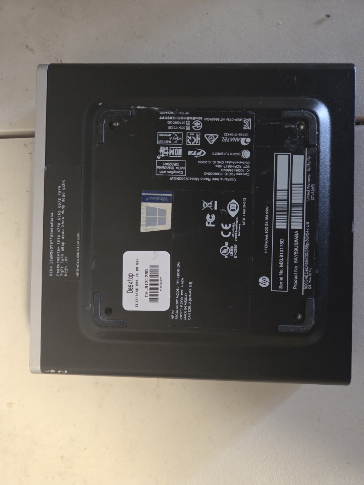 Hp 800 G4 65w Mini Barebones No Cpu/ram Hdd Caddy Grade B