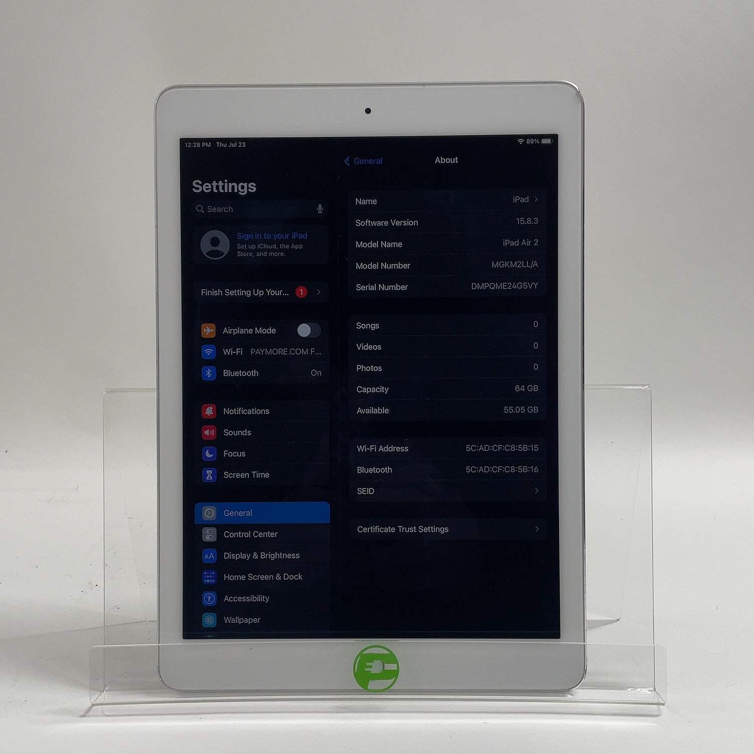 WiFi Only Apple iPad Air 2nd Gen 64GB Silver MGKMM2LL/A