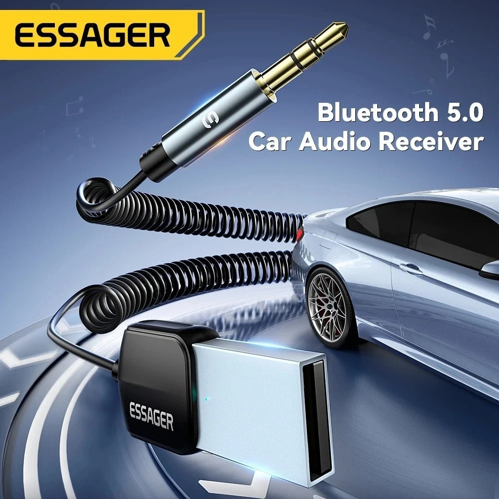 Essager Aux to Bluetooth 5.0 Adapter 3.5mm Bluetooth Receiver for Car USB Audio
