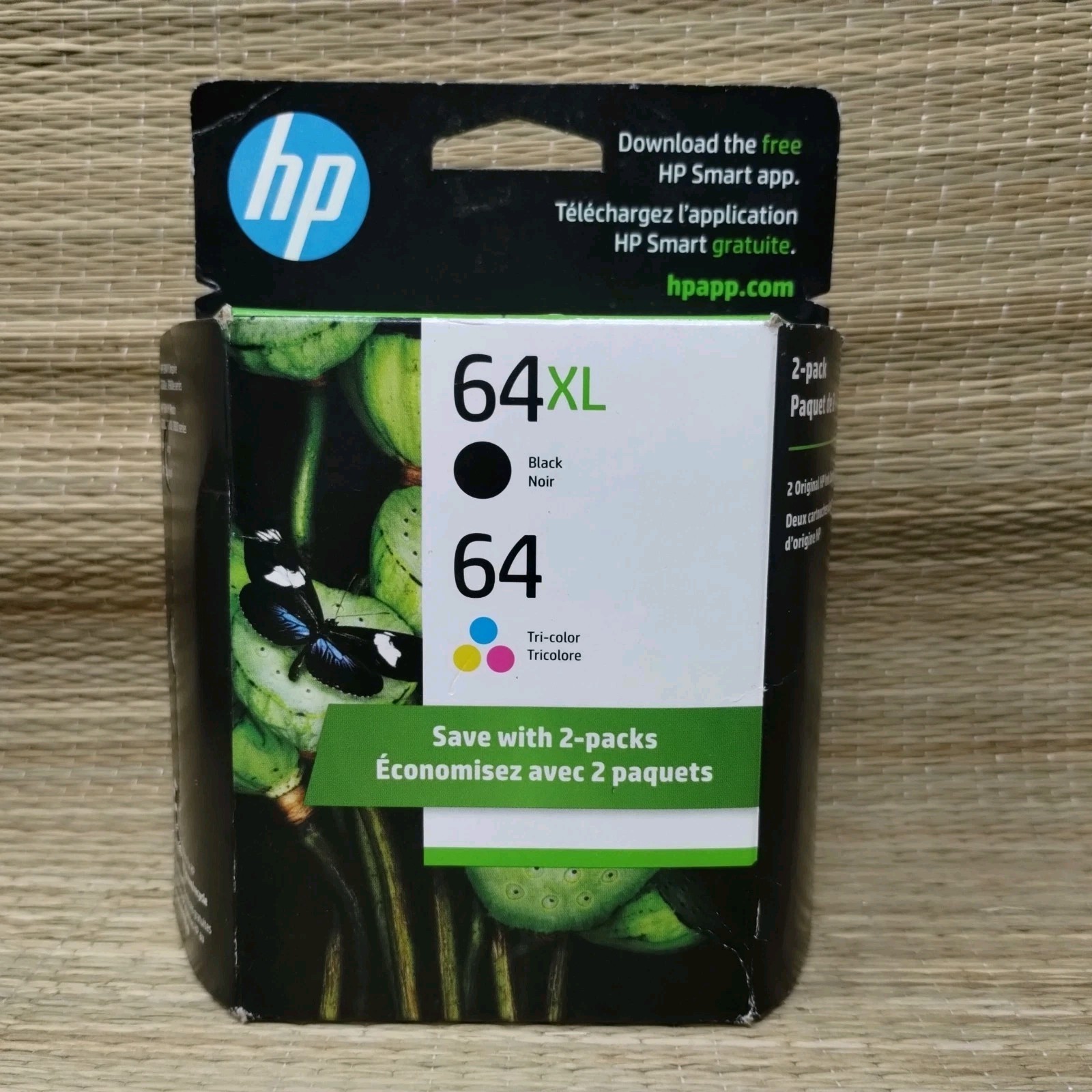 HP 64XL Black & 64 Tri Color Ink Cartridges 2-Pack (BB 04/25) Sealed New