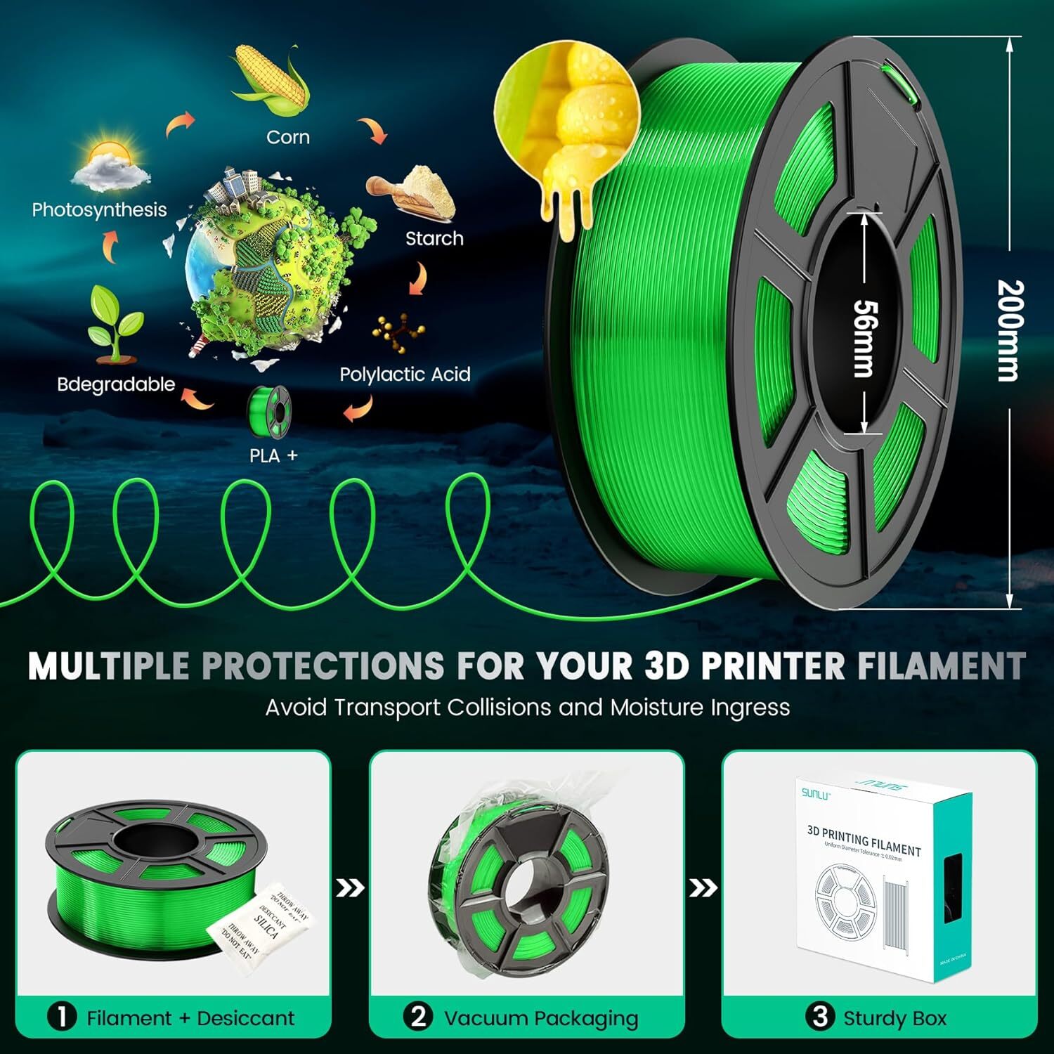 【BUY4 PAY FOR 3】SUNLU PLA/PLA PLUS/PETG/SILK/ABS/META/MATTE 1KG TPU500G Filament