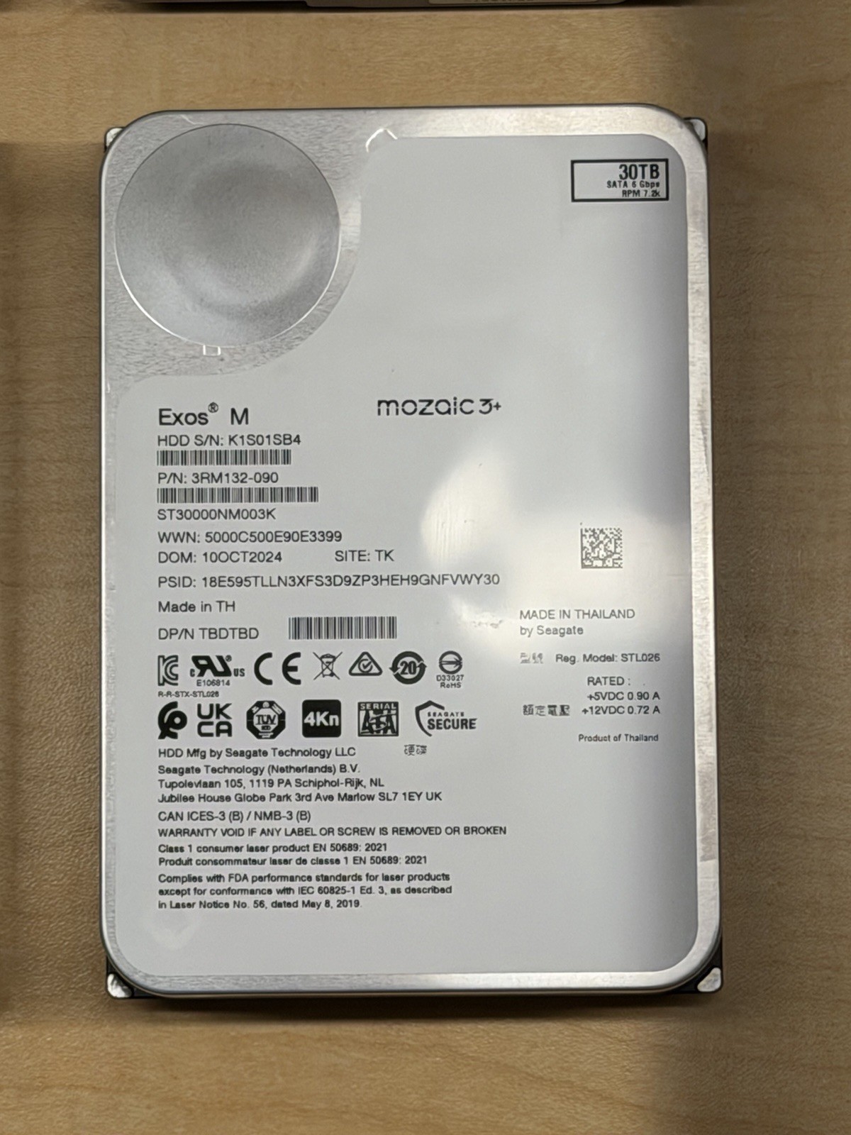 Seagate Exos ST30000NM003K 30 TB Hard Drive – 3.5 Internal -Enterprise