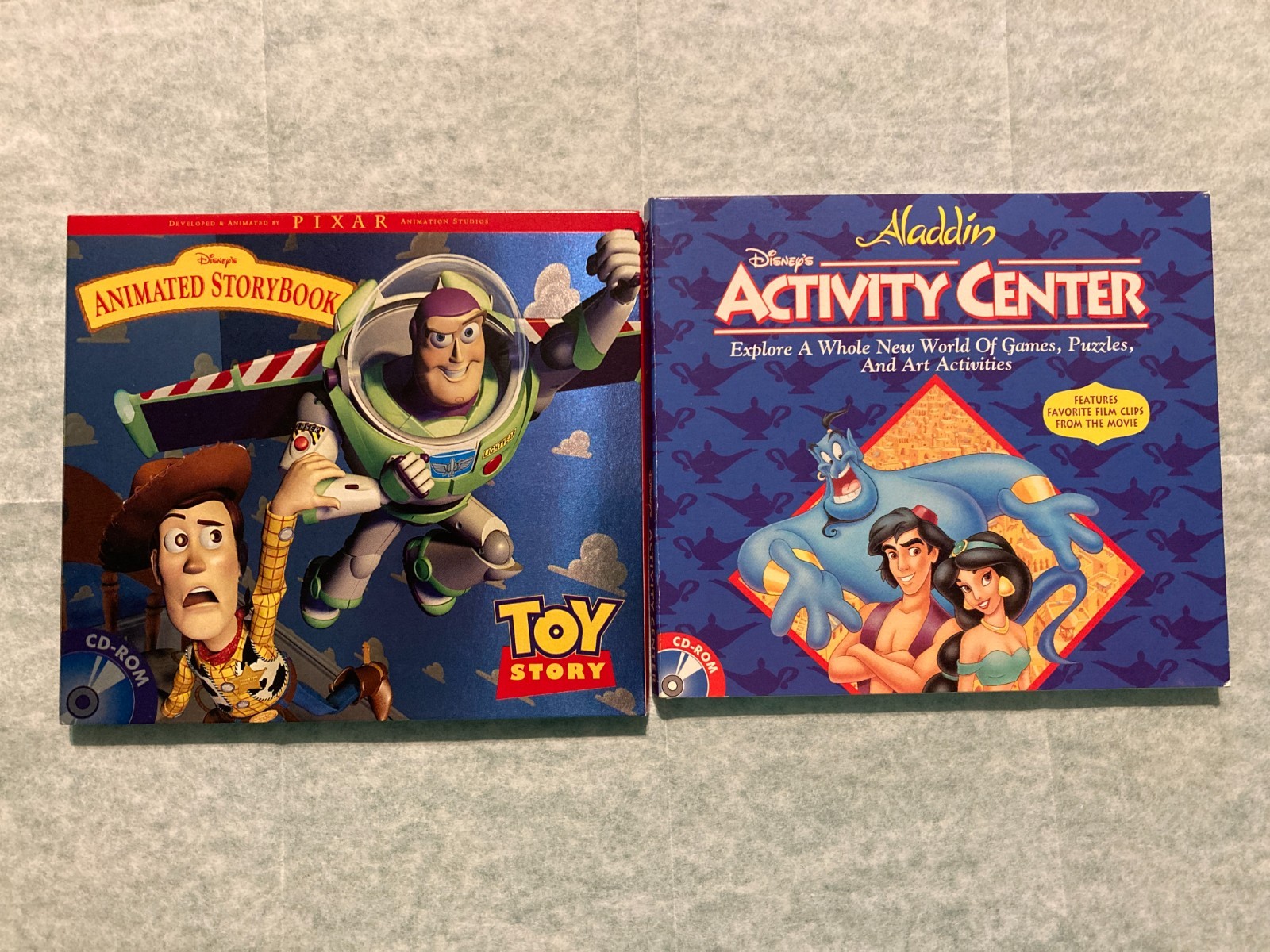 Lot Of 2 Disney Animated Storybook Toy Story – Aladdin CD-ROMs Windows Or Mac