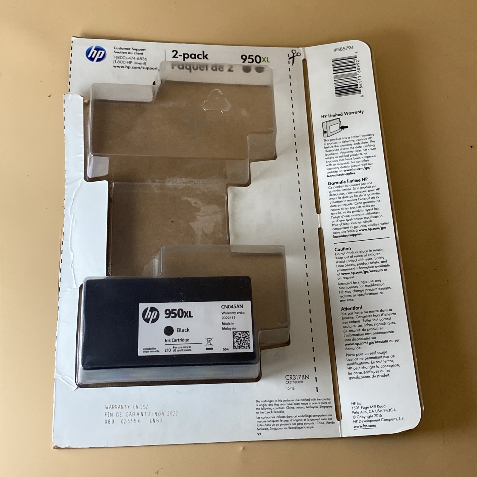 HP 950XL Black Ink Cartridges 1 Pack OEM Genuine – Expired 2022 / ONLY 1 Pack