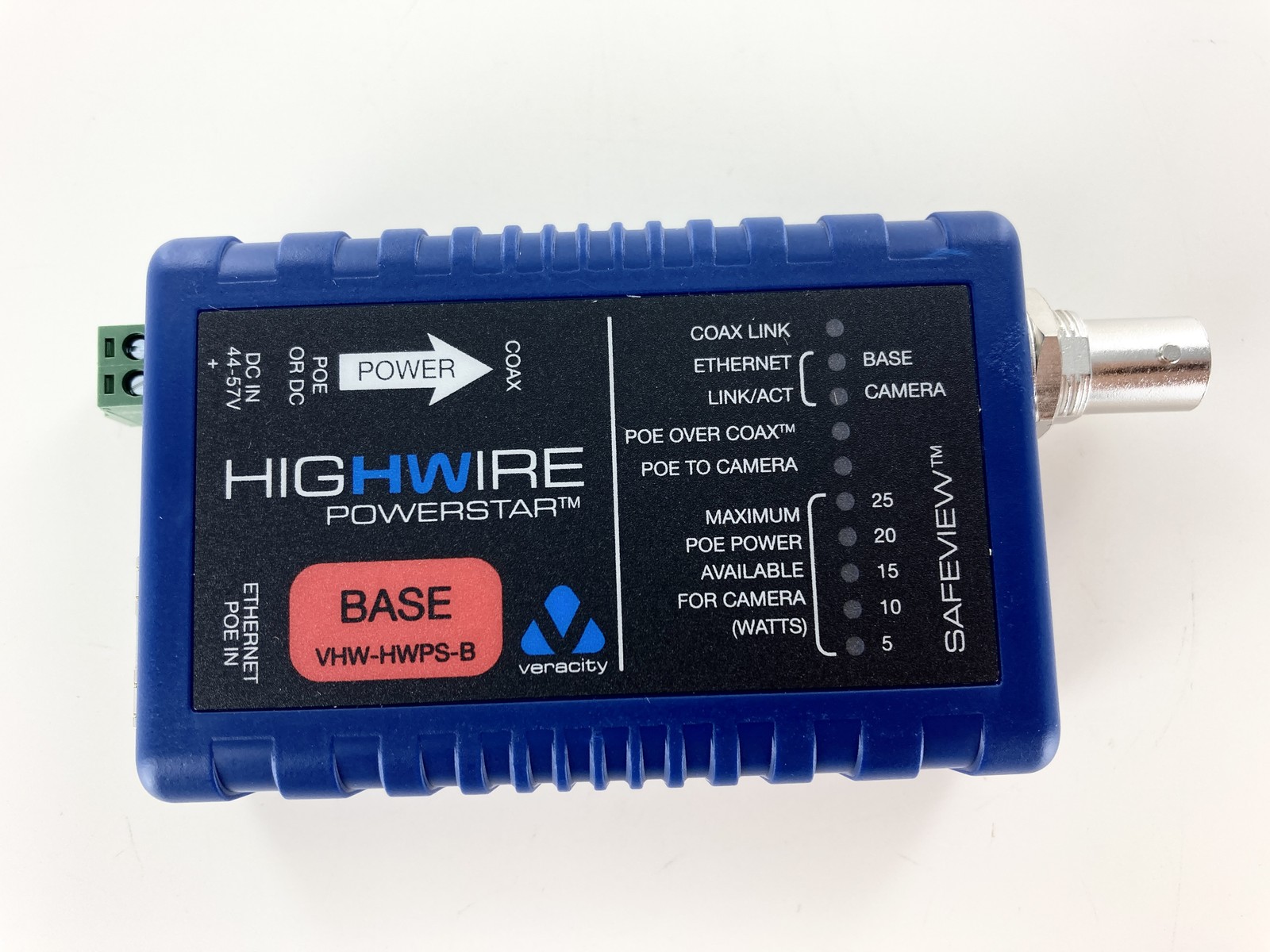 Veracity VHW-HWPS-B Highwire Powerstar Ethernet & POE Over Coax Adapter BASE