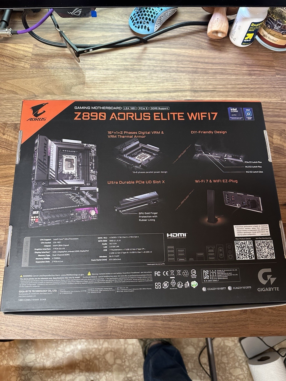 GIGABYTE Z890 AORUS ELITE WIFI7 ATX LGA1851 DDR5 Intel 4-DIMM
