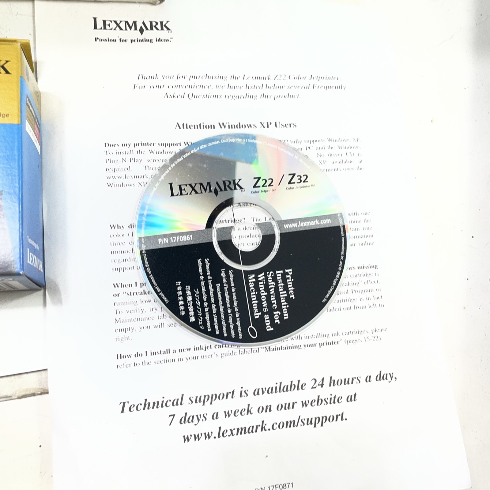 Lexmark Z22 Color Jetprinter 1200 x 1200 DPI Part Number 17F0885 Bundle