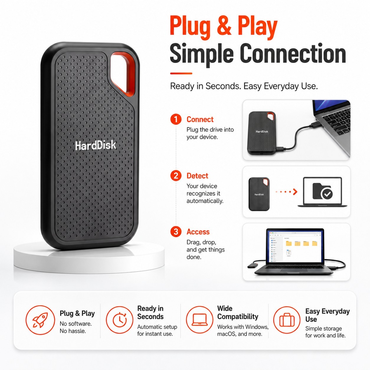 external hard drive 4tb High Speed Capacity Solid State Usb3.2 Laptop Mac And PC