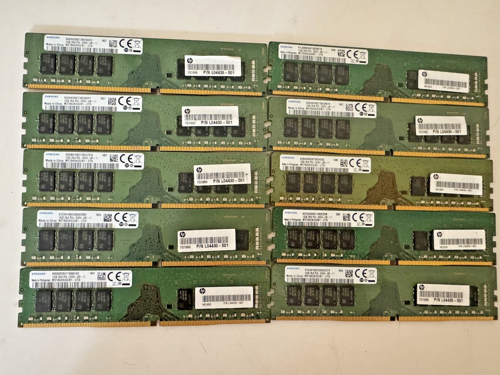 Lot of 10 Samsung 16GB 2Rx8 PC4-2666V DIMM DDR4 DESKTOP MEMORY