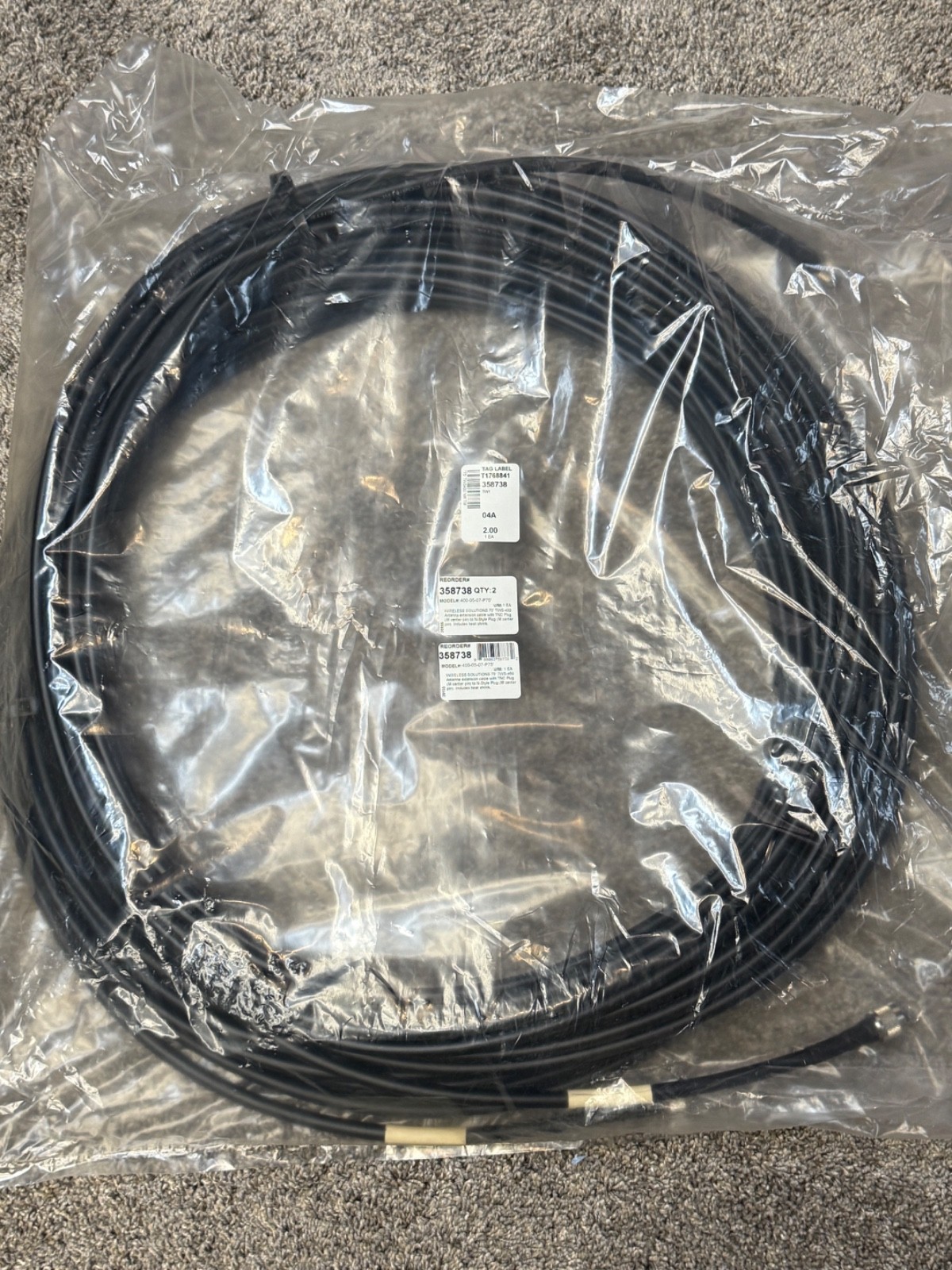 Wireless Solutions TWS-400 75ft Antenna Cable TNC-N Lot of 2 NEW Sealed