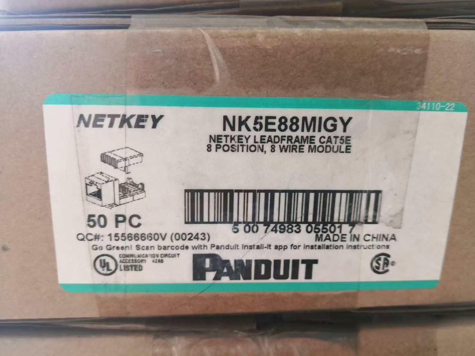 Panduit NK5E88MIGY Netkey Leadframe Cat5E, 8 position, 8 wire module Free Shippi