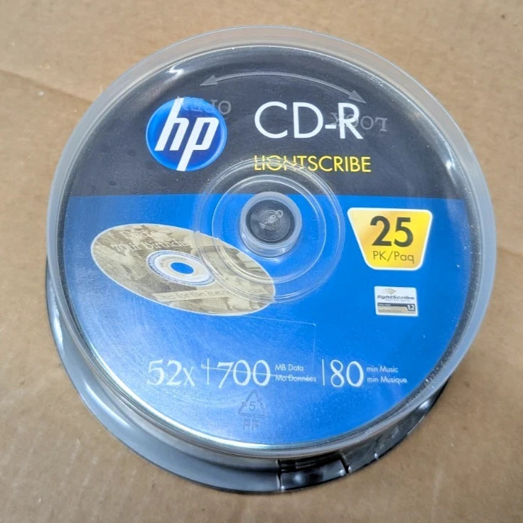 LightScribe NEW Sealed HP 52x 700MB 80-Minute CD-R Media – 25 Pack