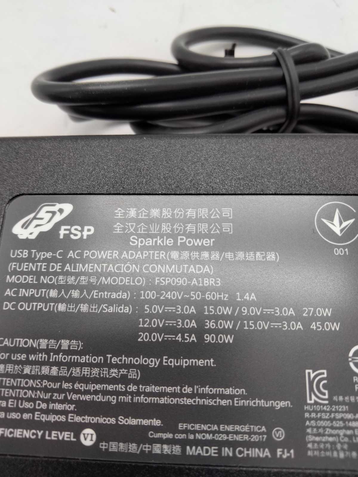 FSP Sparkle Power 20V 4.5A TYPE-C 90W FSP090-A1BR3 AC Adapter Power supply