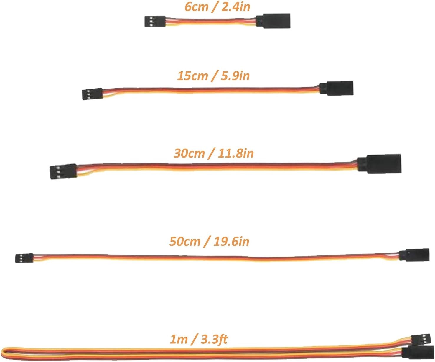 22Pcs 3Pin Servo Extension Cable Cord Male to Female Wire Connectors 5 Types for