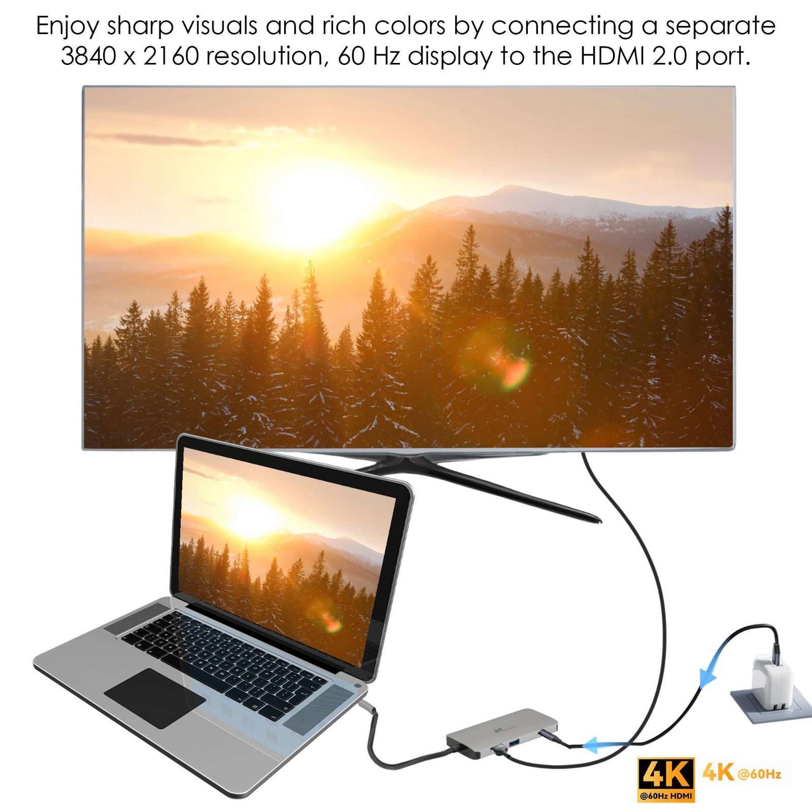 Xcellon 8-in-1 USB-C Hub HDMI 2.0 Gigabit Ethernet 3.2 Gen 1 Multimedia Hub