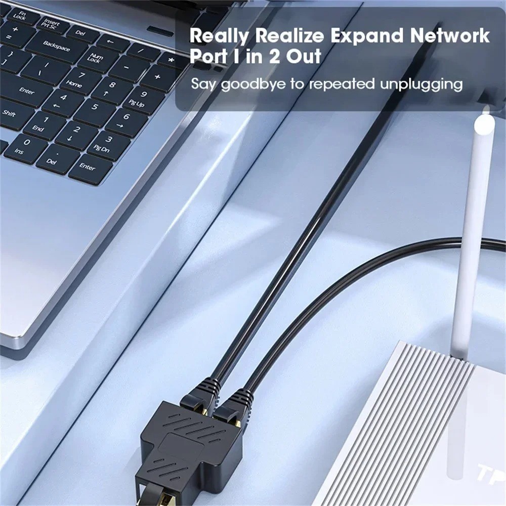 RJ45 Ethernet Splitter 1 to 2 Adapter Network Cable Connector for PC Router