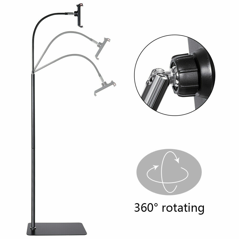 69″ Tablet Floor Stand Phone Holder Flexible Gooseneck for iPhone Ipad 4”- 10.6″