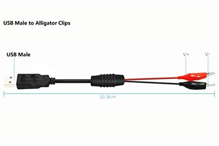 NOYITO Test Lead 18AWG Red Black Wire Max 5A Alligator Clips to USB Female