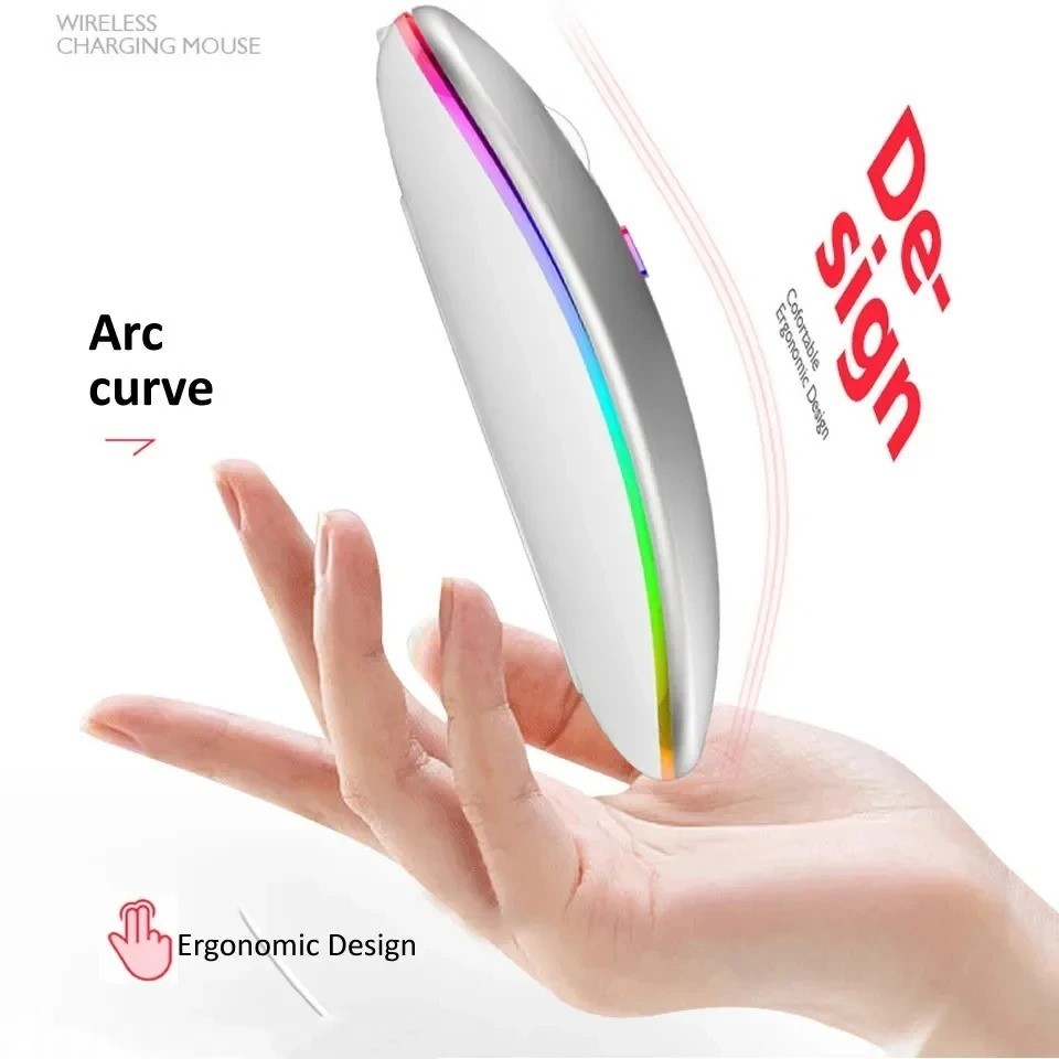 2.4GHz Wireless Optical Mouse USB Rechargeable RGB Cordless Mice For PC Laptop
