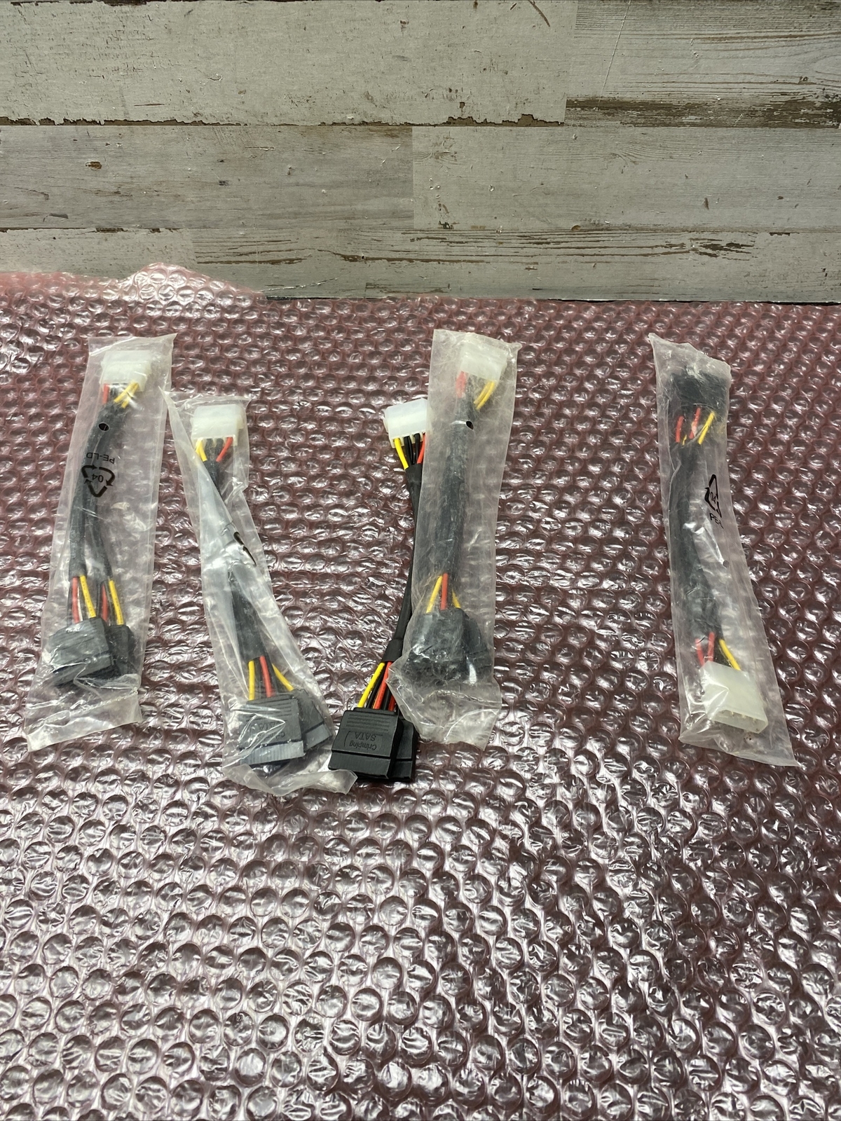 Lot of 5 Power Cable 7.5 Inch 4 Pin to 2X 16 Flat Pin Connector 8621TUV ECI 4