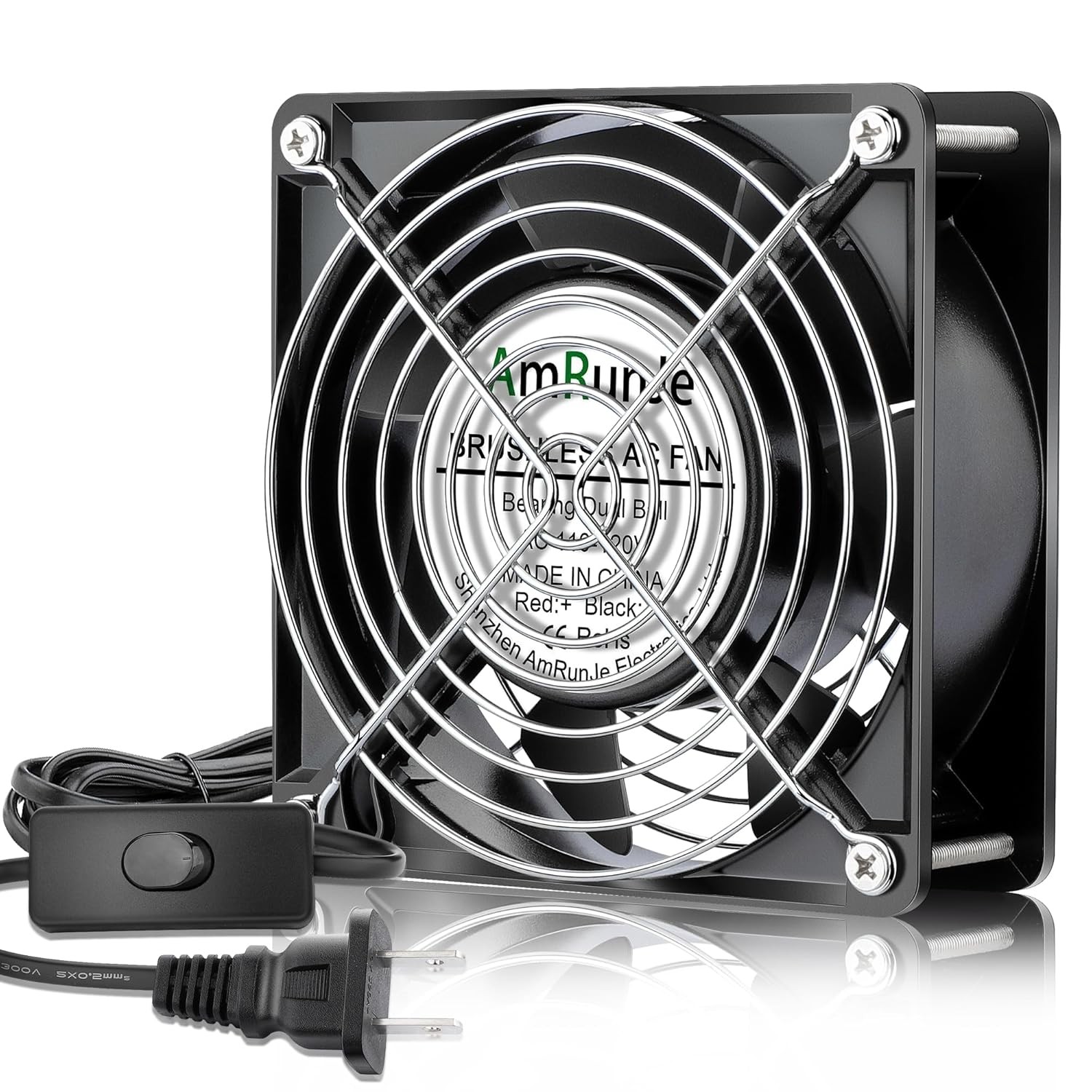 120mm x 38mm 110V 120V AC Axial Muffin Fan Dual Ball Bearing Box Fan Doorway