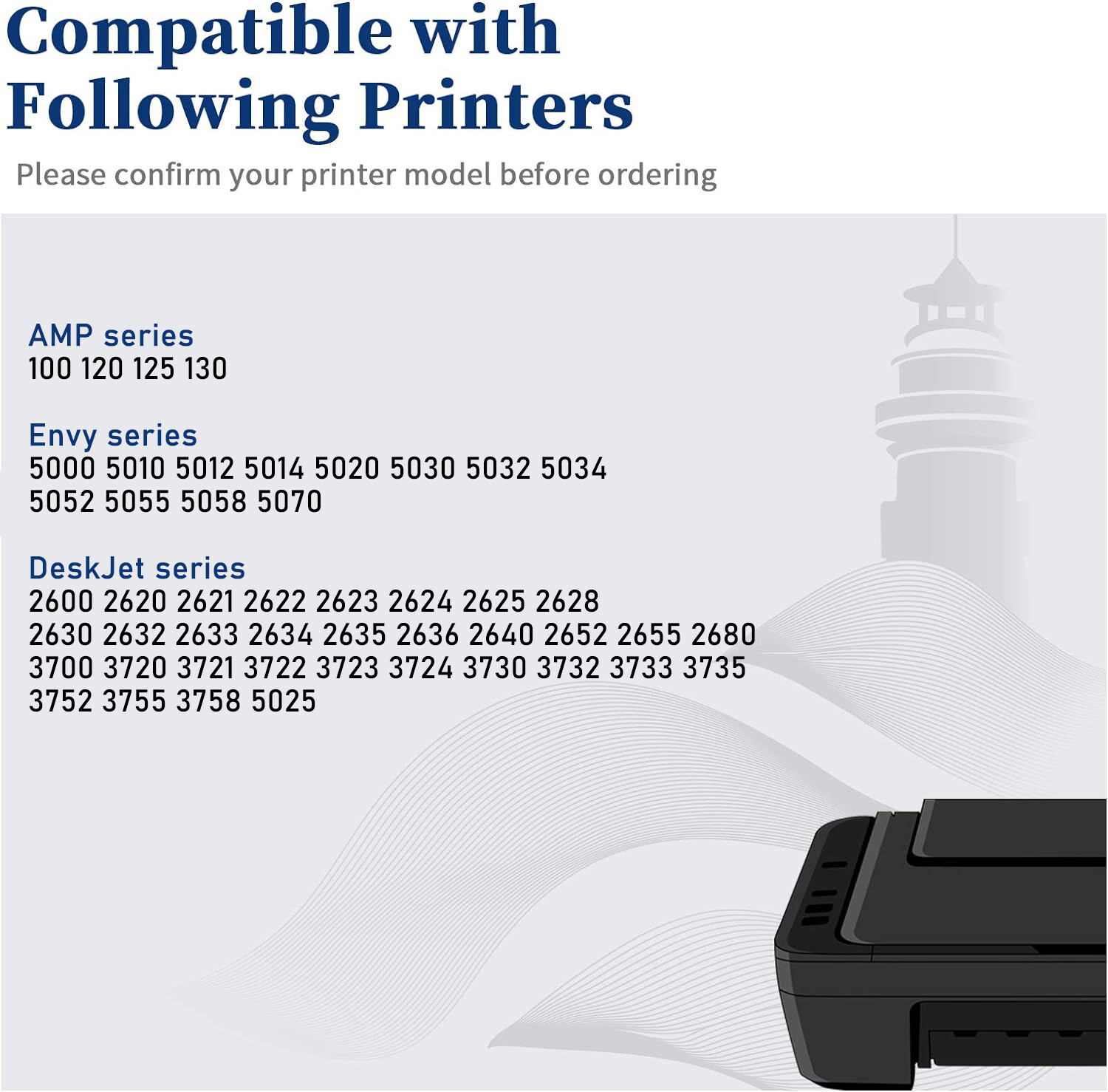 65XL Ink Cartridge for HP 65 Deskjet 2600 2635 2652 3755 ENVY 5052 5000 5055 lot