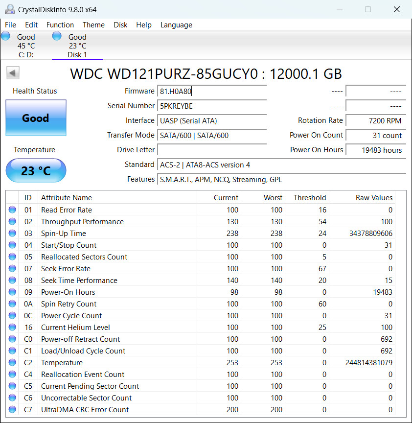 Western Digital WD Purple 12TB 3.5in SATA III 7200RPM 256MB WD121PURZ
