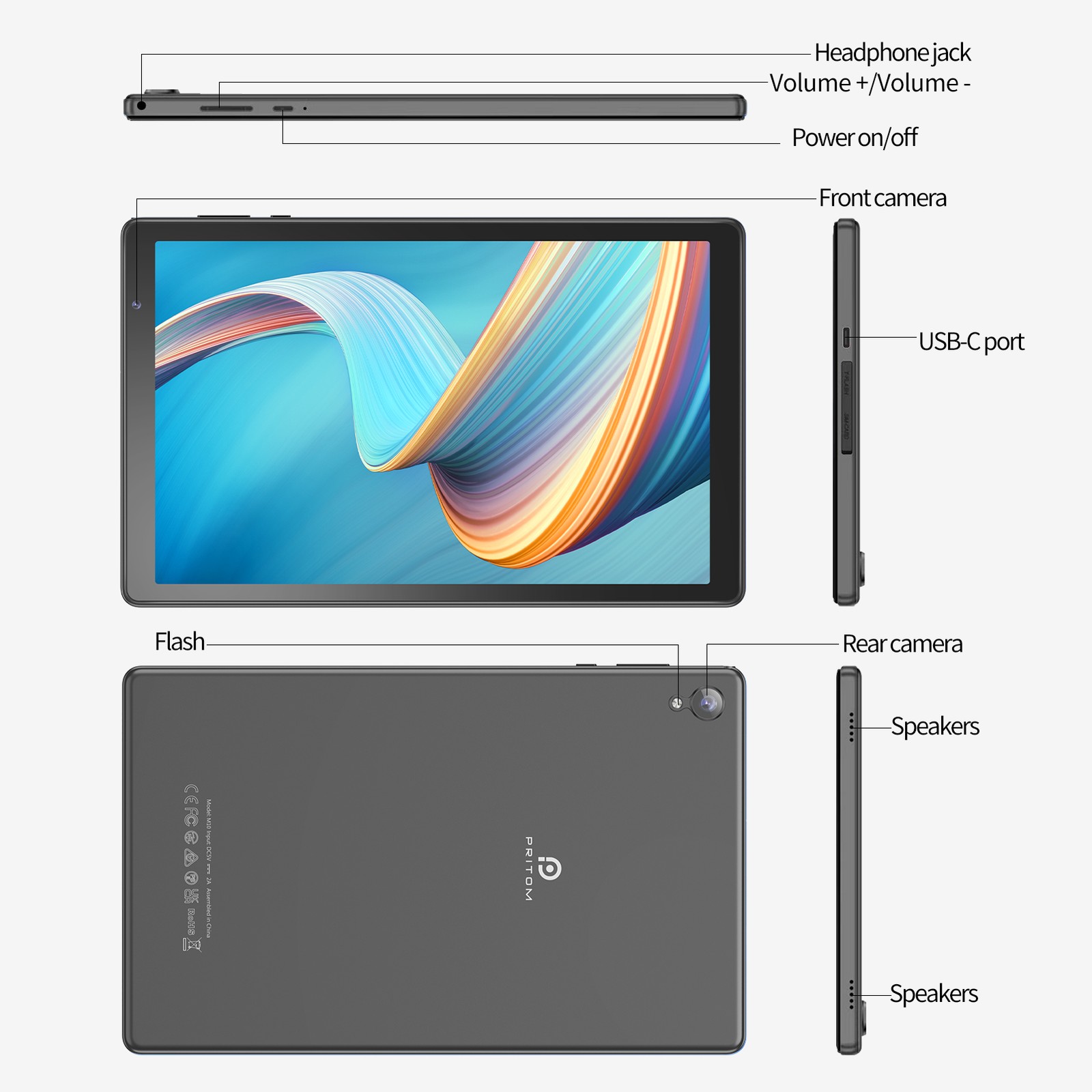 10 Inch Android 14 Tablet PC PAD 32GB ROM Quad-Core WIFI 6000mAh Dual Camera NEW