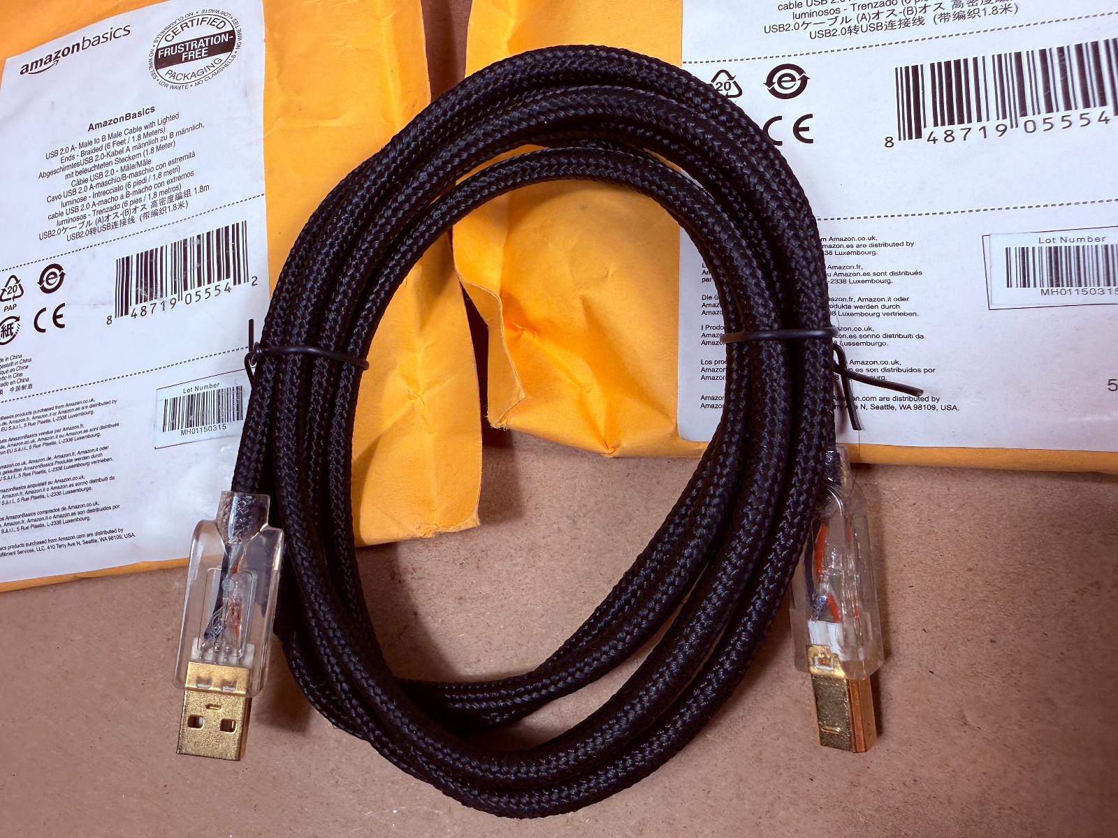 3 Amazon Basics Lighted USB 2.0 A to USB-B Cable for Printer or more – 6 foot