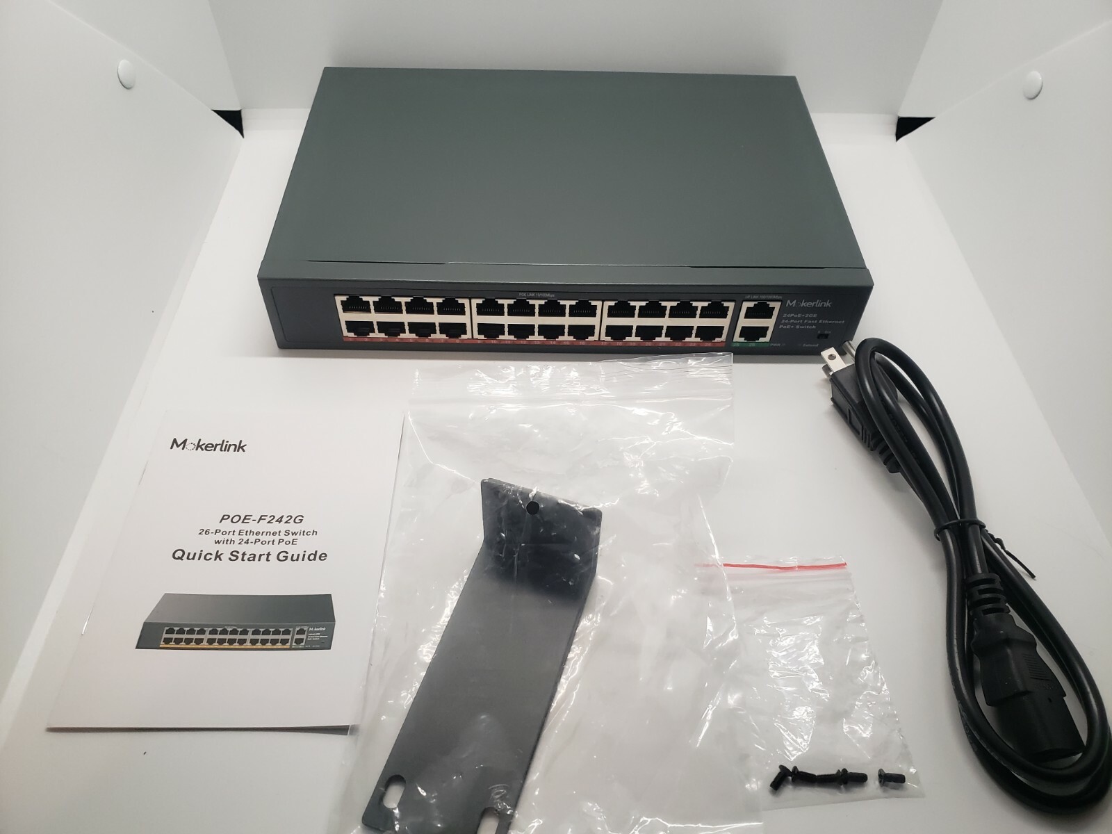 Mokerlink 26 Port EthernelPoe Switch with 24 Port PoeModel #POE-F242G
