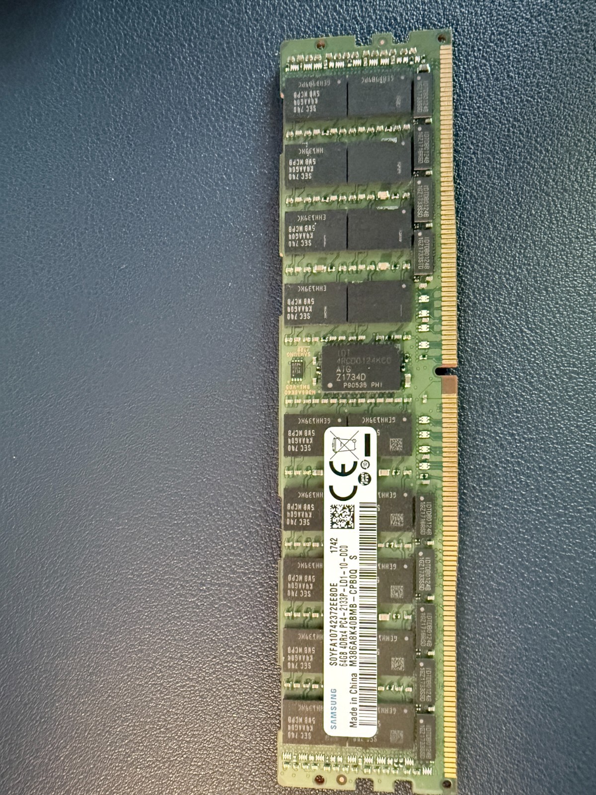 Samsung 512GB Kit 8x64GB M386A8K40BMB-CPB0Q DDR4-2133P PC4-17000 ECC LRDIMM