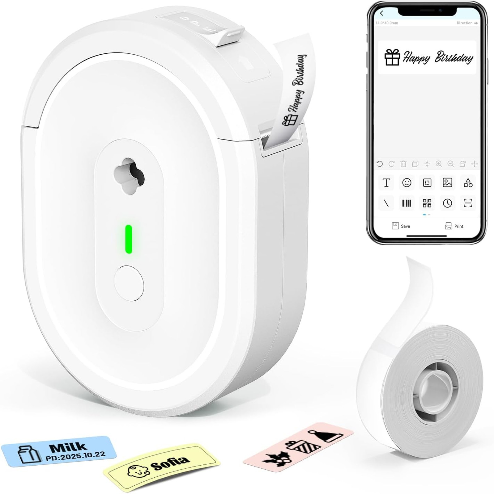 Portable Thermal Label Printer N12 Bluetooth Waterproof Small Label Maker for