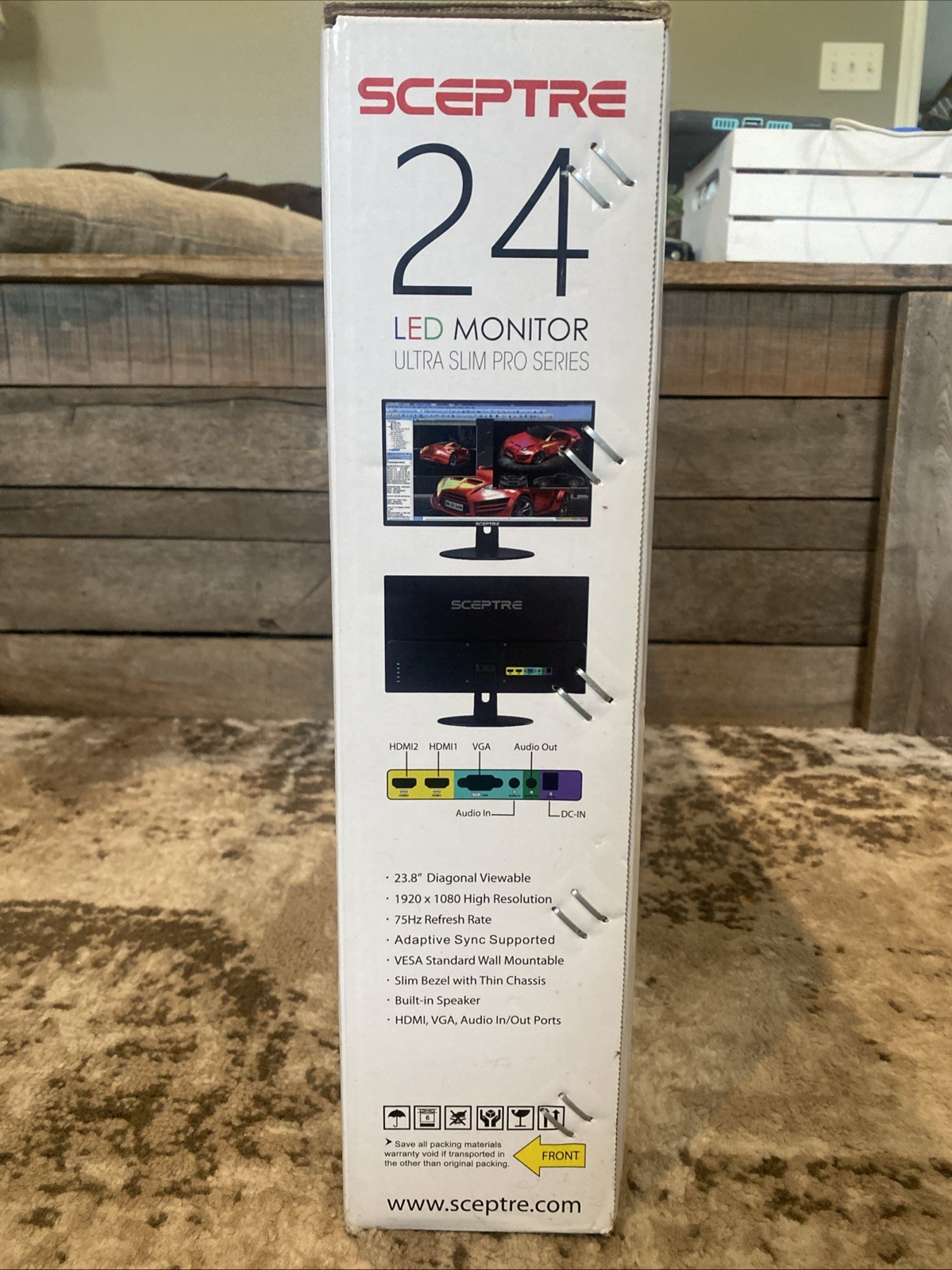 NIB Scepter 24” Ultra Thin 75Hz 1080p LED Monitor Metallic Black