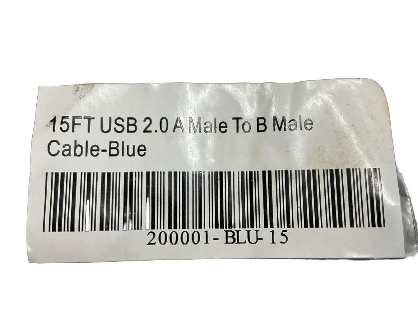 NEW 15ft USB 2.0 A Male to B Male 28/24AWG Data transferUSB Printer Blue Cable