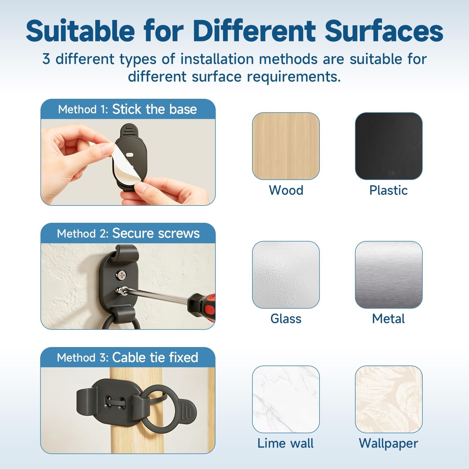 20 Adjustable Cable Management Clips – Self Adhesive Cord Organizer for Home & O