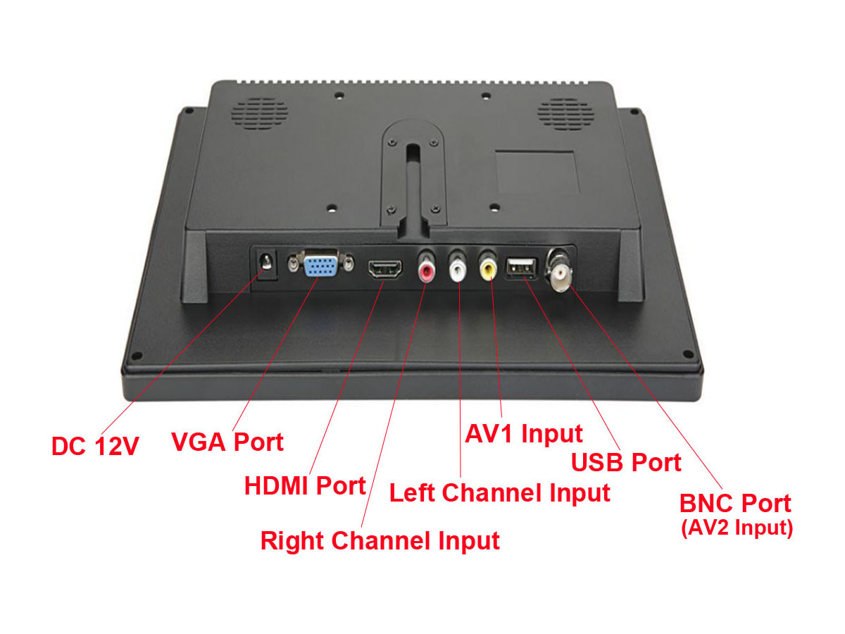 10.1″ IPS LCD CCTV Monitor Screen USB/BNC/AV/VGA/HDMI for Car/Security/PC/Laptop