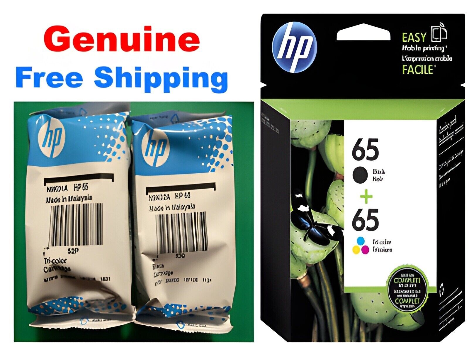Genuine HP 65 B/C Ink Cartridge Pack for HP 5055 5052, 5255 printer-OEM-NEW