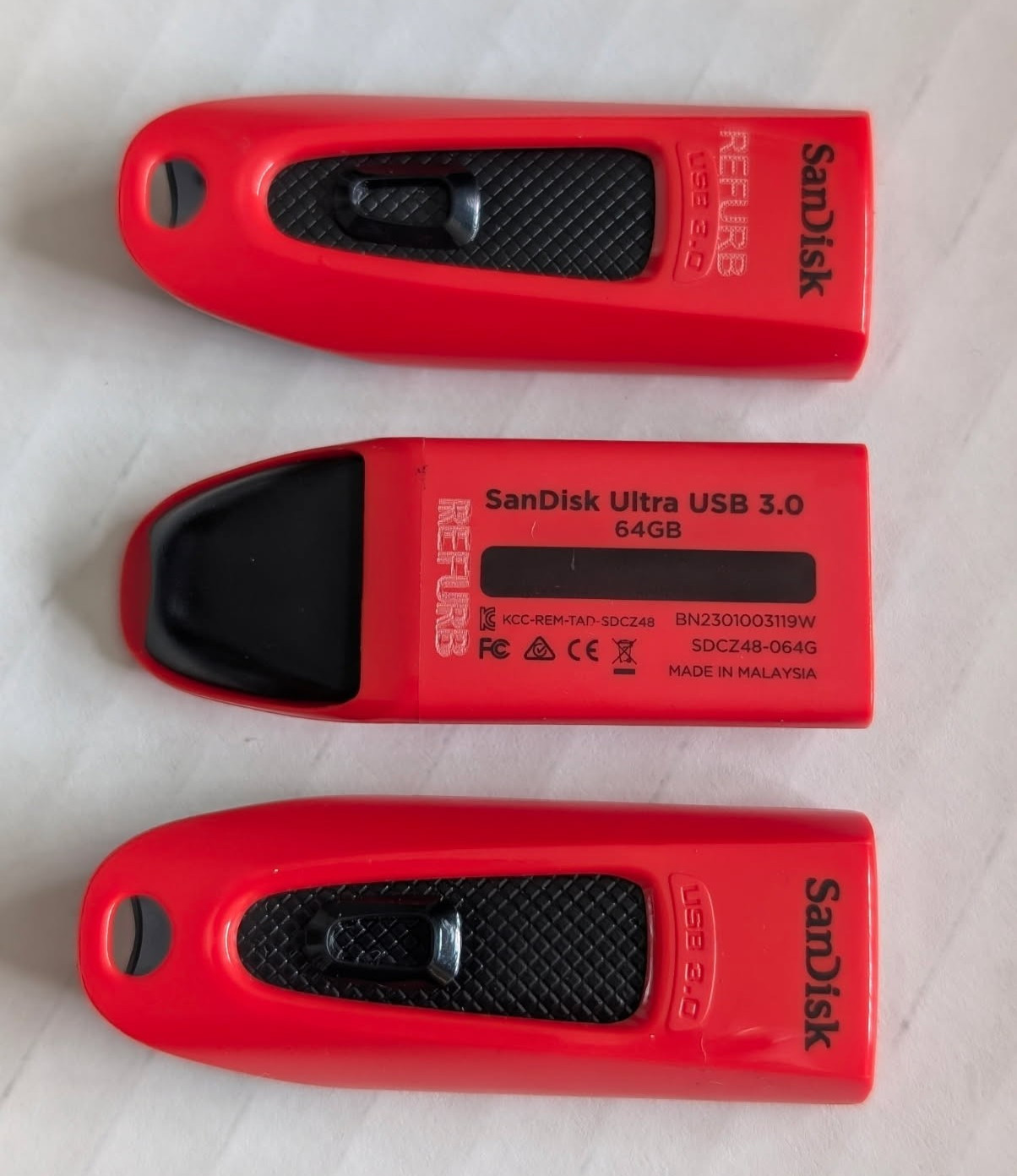 Lot of 3 SanDisk 64GB Ultra USB Flash Drive 3.0 SDCZ48-064G