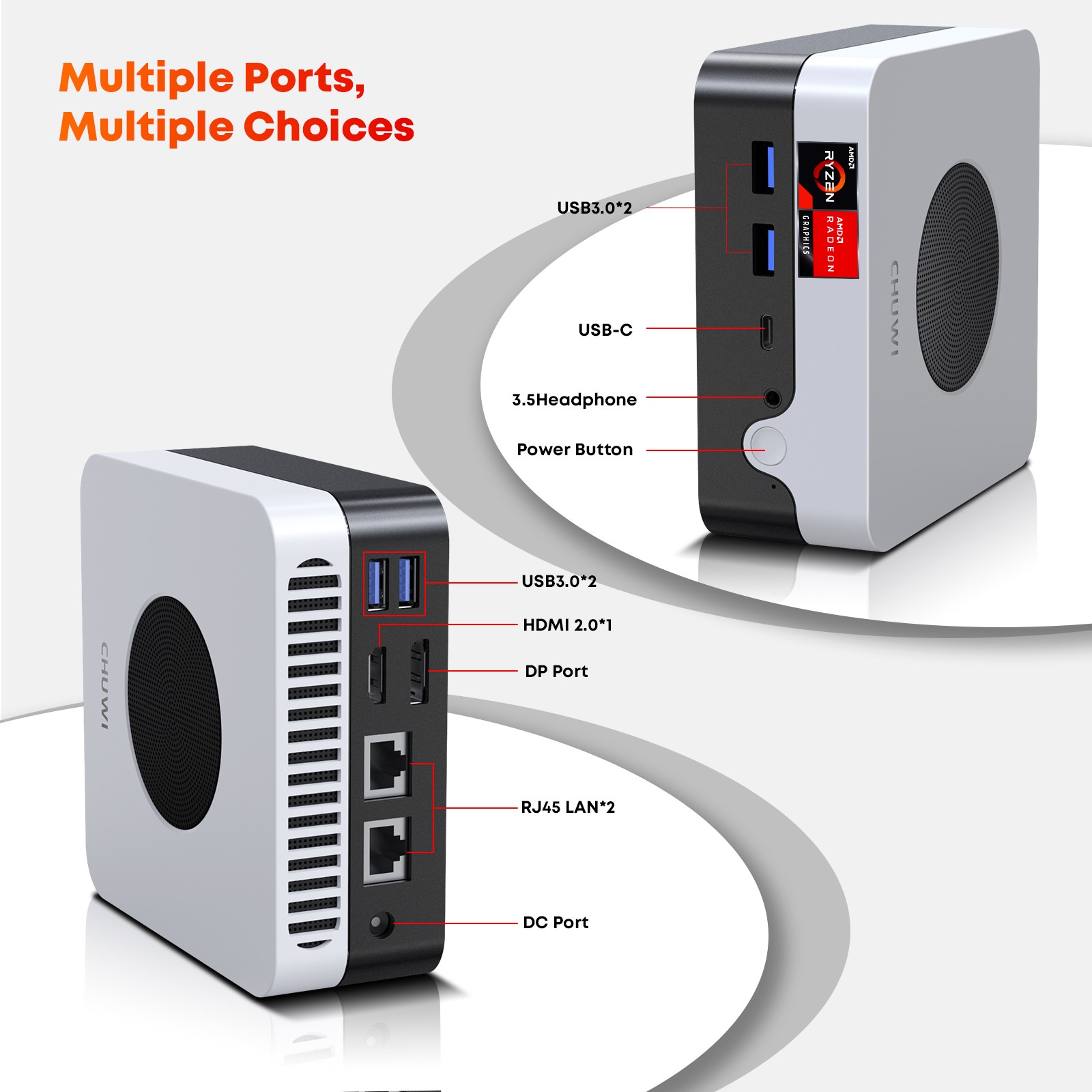 CHUWI LarkBox X Mini PC Intel AMD Ryzen 7 3700U 4.1Ghz 8G+256G Windows 11 Home