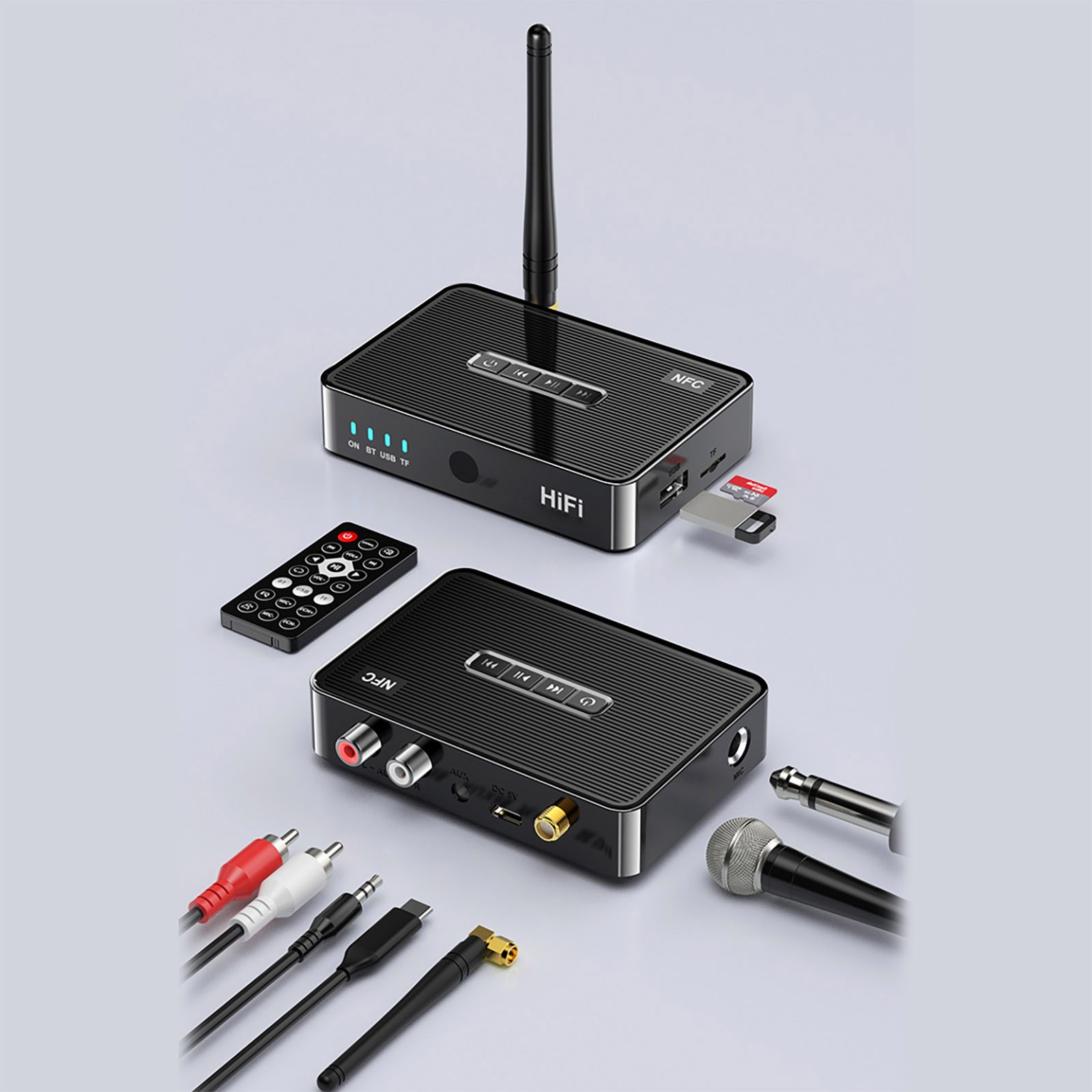 3in1 Bluetooth 5.1 Receiver Wireless NFC to RCA Stereo Audio Amplifier Adapter G