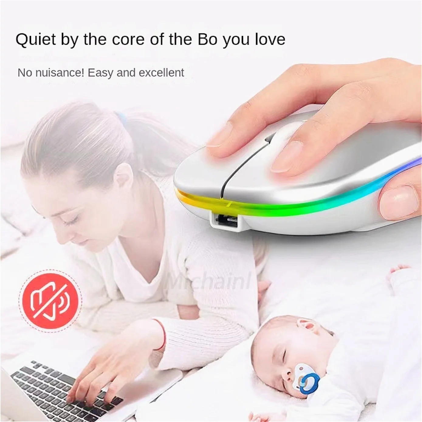 Wireless Mouse Rechargeable Silent LED Backlit Mice PC Laptop Computer Mous 2.4G