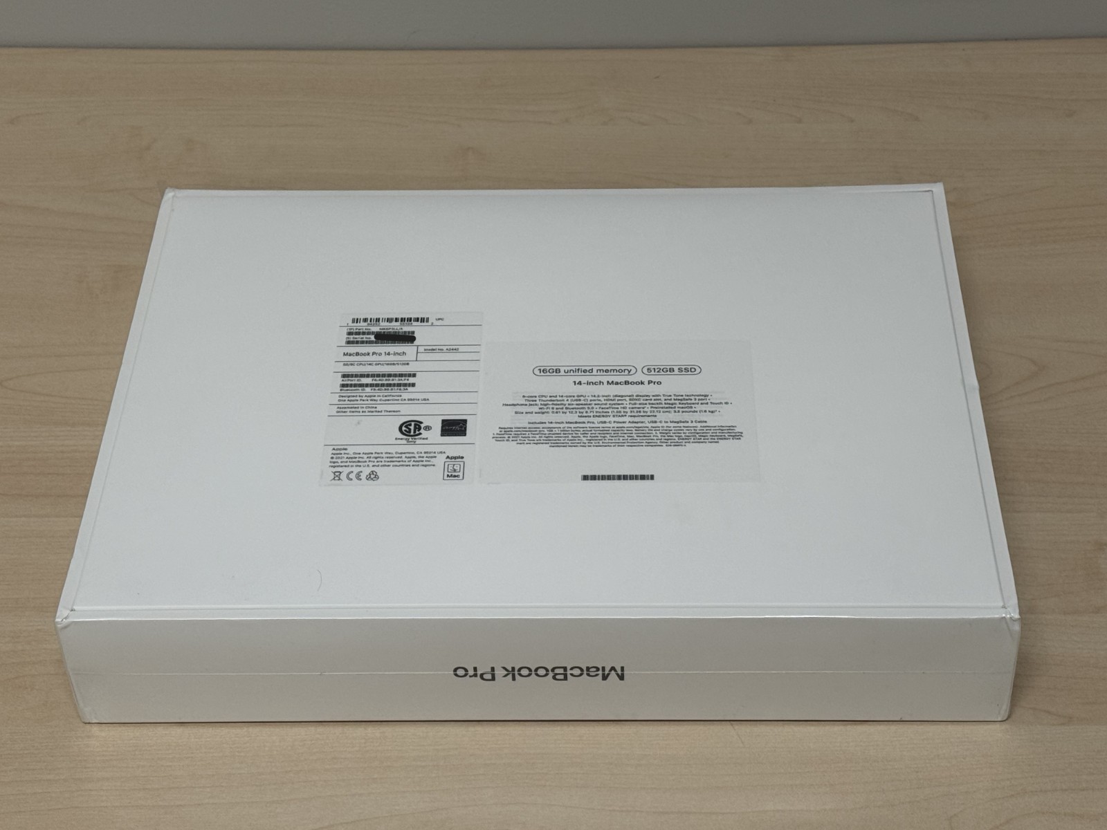 Macbook Pro M1 Pro Chip 14in Brand New Unopened Box Space Gray 16GB RAM 512GB HD